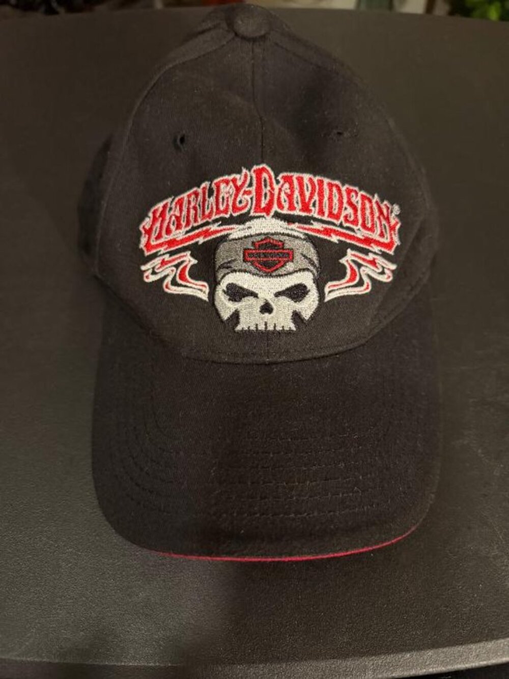 Harley Davidson Hat Cap Adjustable Strap Back Black Skull -Lot34-31